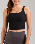 Black Square Neck Longline Tank Top