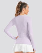 Light Purple Seamless Long Sleeve Tops (Thumb Hole)