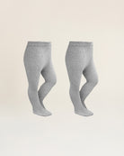 Girls Cotton Knit Tights 2-Pack Grey