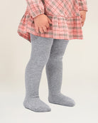Girls Cotton Knit Tights 2-Pack Grey