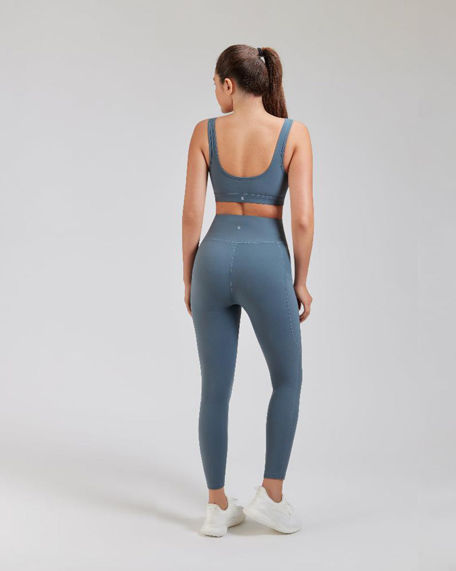 Women Yoga Pants Grey Sage back view