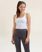 White Square Neck Longline Tank Top