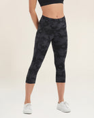 Black & Grey Camo Performance High Rise Capri Leggings