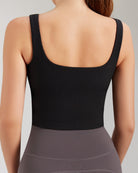Black Square Neck Longline Tank Top