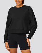 Black Crop Oversized Sweatshirt