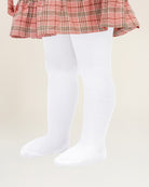 White Girls Cotton Knit Tights