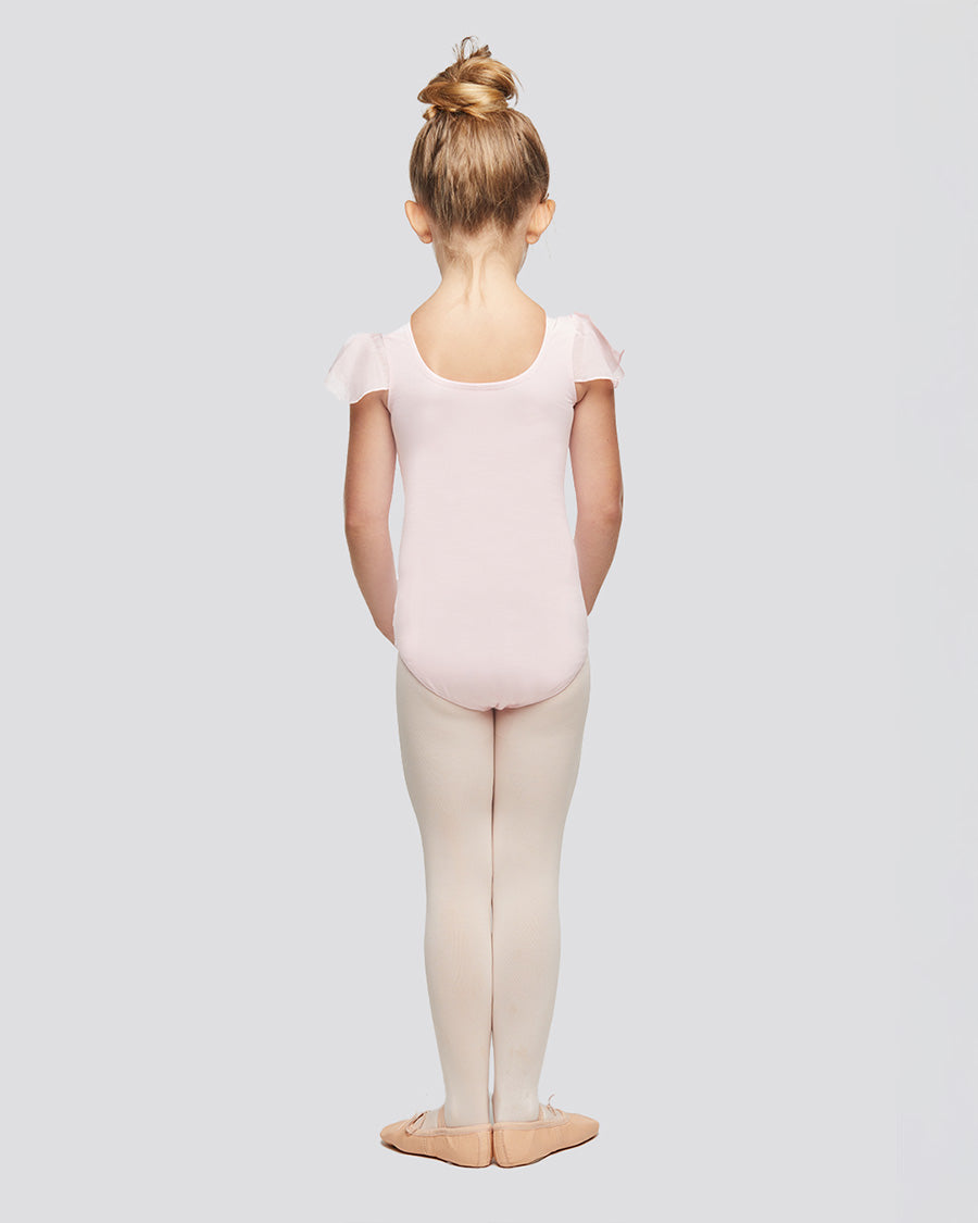 pink ballet leotards for girls, back view