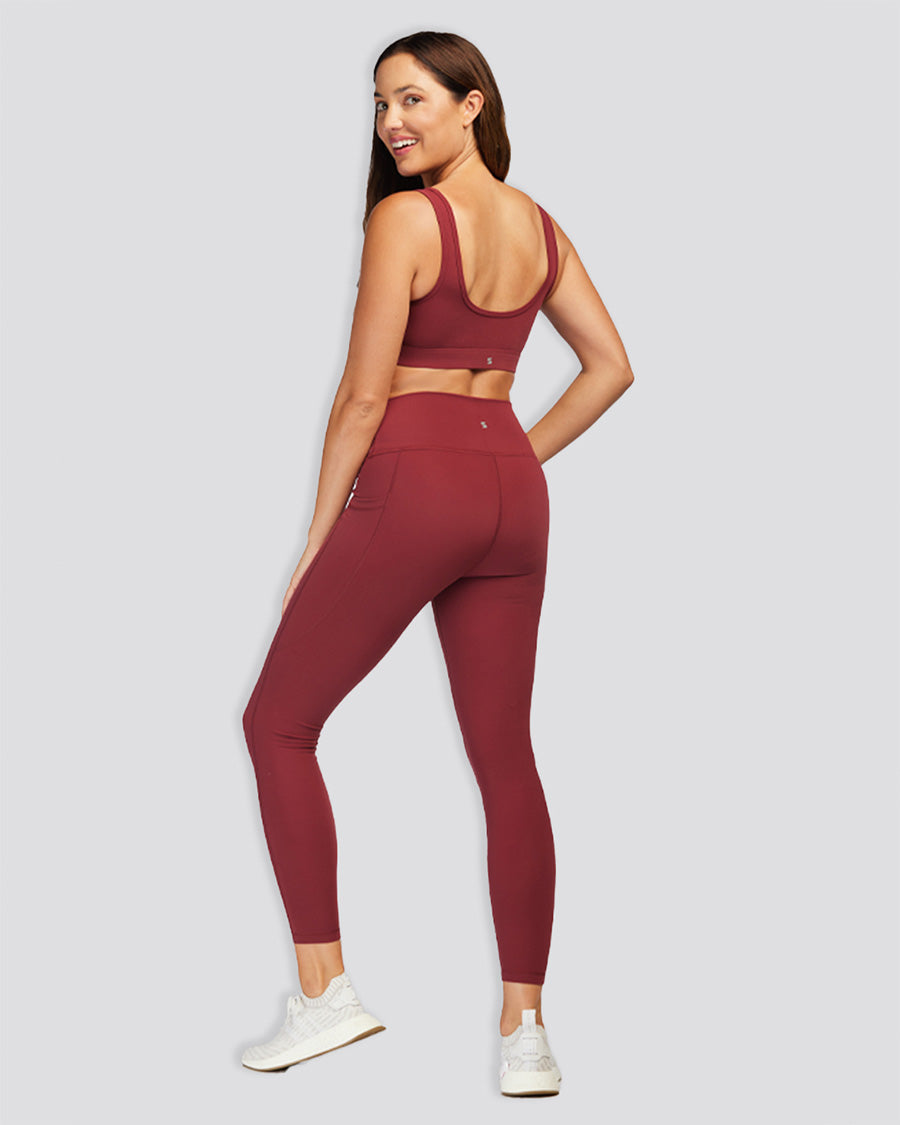 Burgundy Women Yoga Pants - View 2