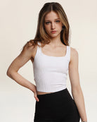 White Square Neck Longline Tank Top