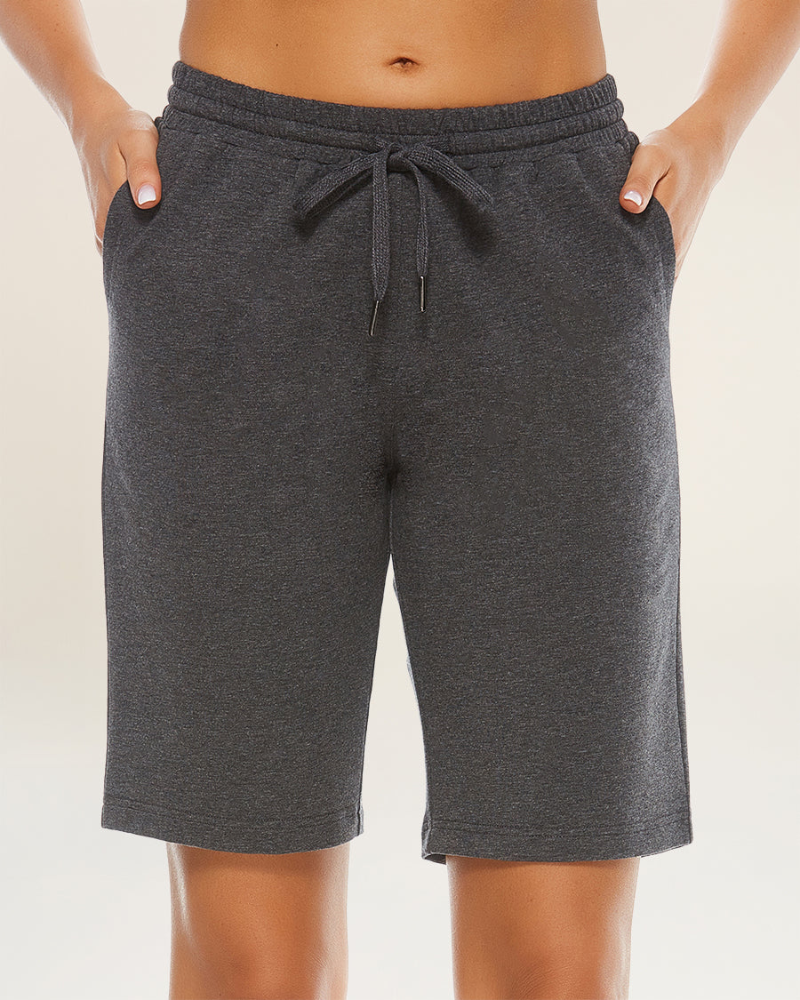 Charcoal Cotton Lounge Shorts 10”