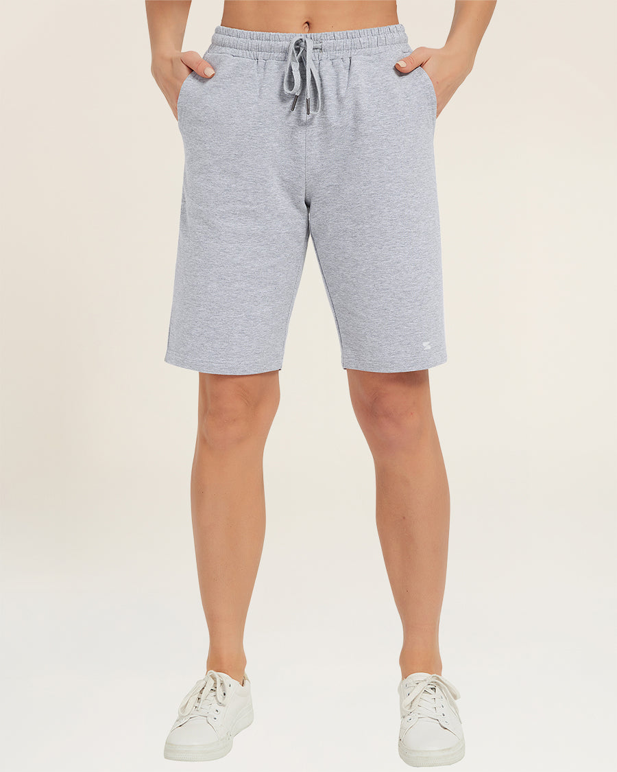 Light Grey Cotton Lounge Shorts 10”