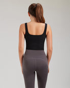 Black Square Neck Longline Tank Top