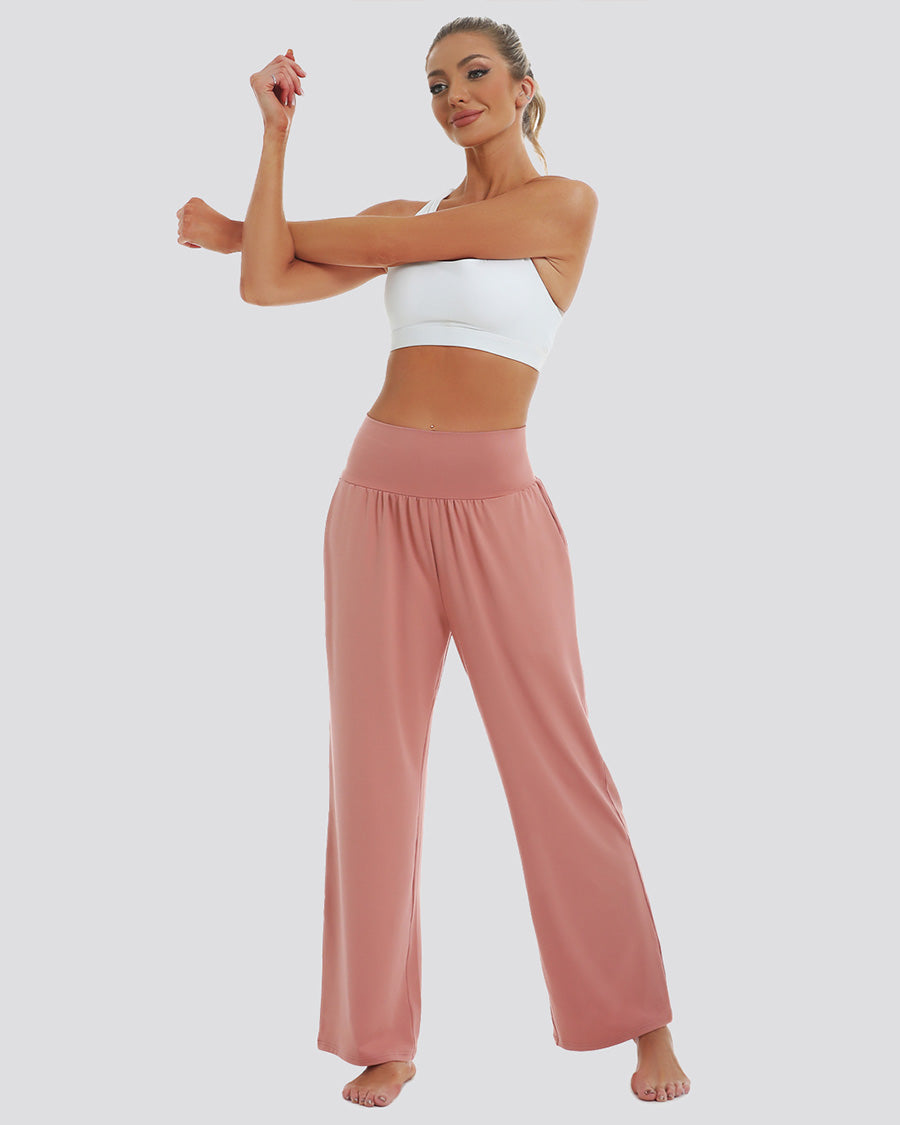 Dusty Pink Wide Leg Casual Pants