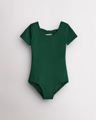 Girls Bowknot Short Sleeve Cotton Ballet Leotard in Green