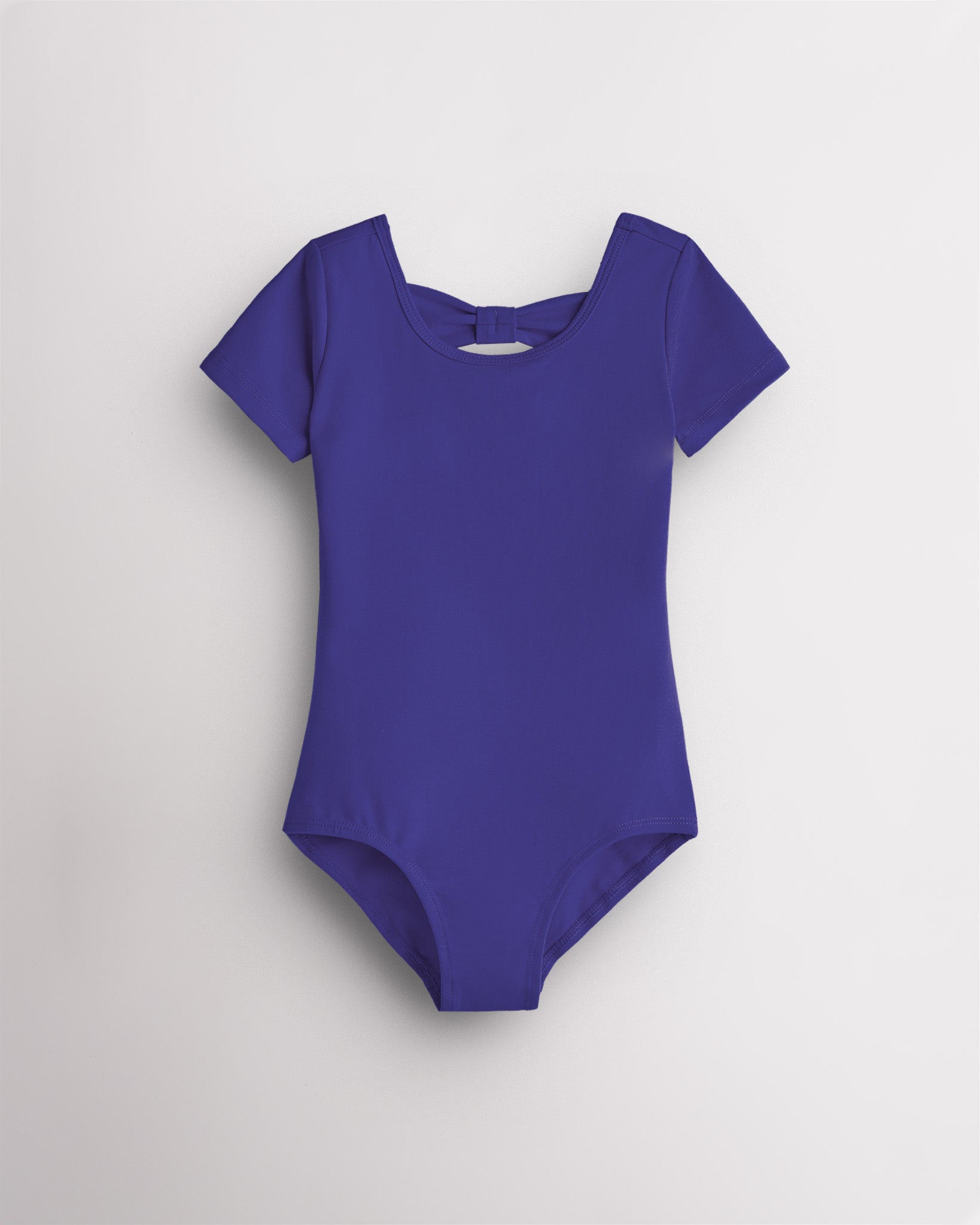Girls Bowknot Short Sleeve Cotton Ballet Leotard in Royal Blue