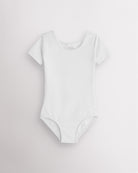 Girls Bowknot Short Sleeve Cotton Ballet Leotard in White