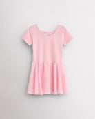 Girls Bowknot Short Sleeve Dress in Ballet Pink