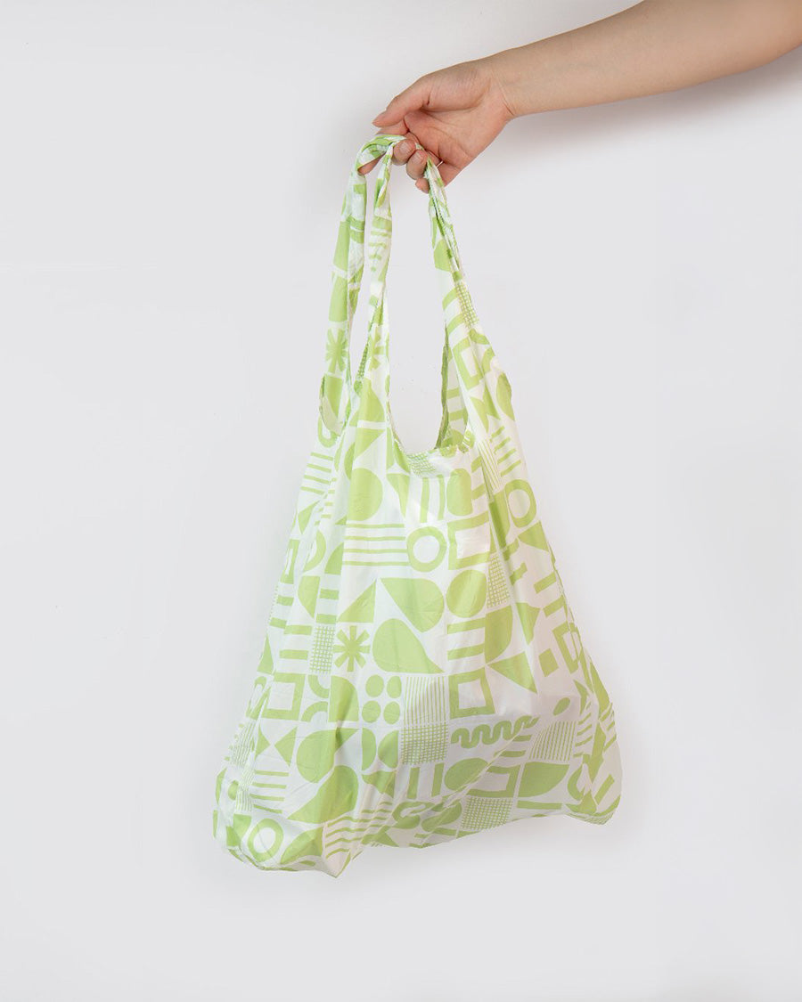 reusable tote bags Green Geometry front view