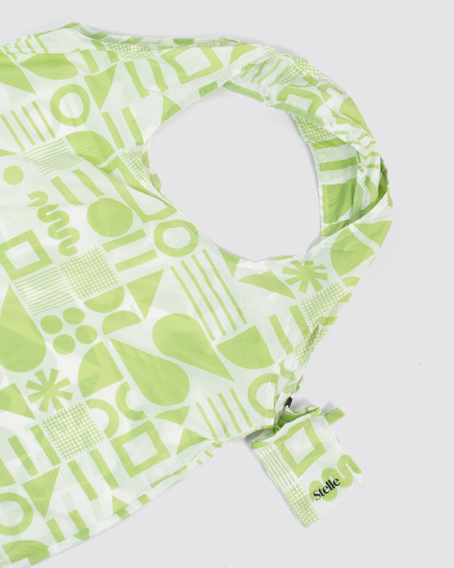 Grocery tote bags green geometry side view