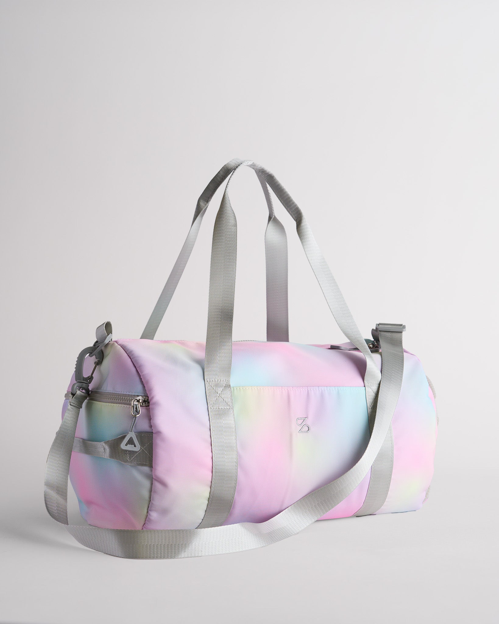 Rainbow Wash ombré duffle bag with shoulder strap and handles