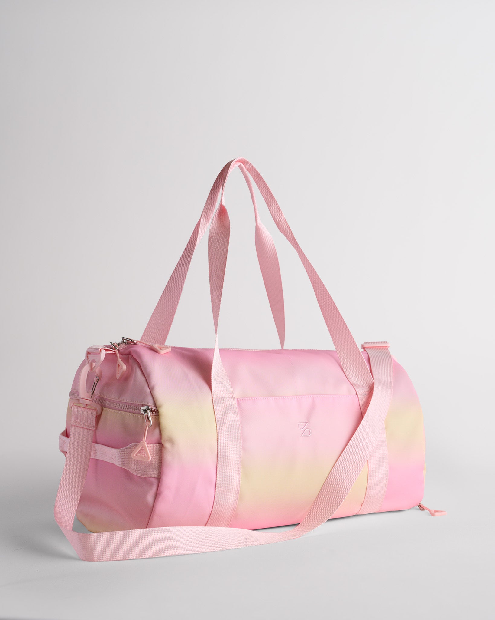 Sunset Sorbet ombré duffle bag with shoulder strap and handles, stylish gym duffle bag for travel and workouts