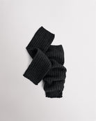 Heather Charcoal knit kids ballet leg warmers laid flat with a fitted shape and ribbed texture.