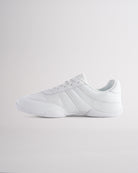 White Studio air mesh cheer shoes with lace-up closure.