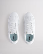 White Studio air mesh cheer shoes with lace-up closure.