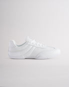 White Studio fine mesh cheer shoes with lace-up closure.