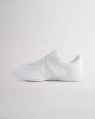White Studio fine mesh cheer shoes with lace-up closure.