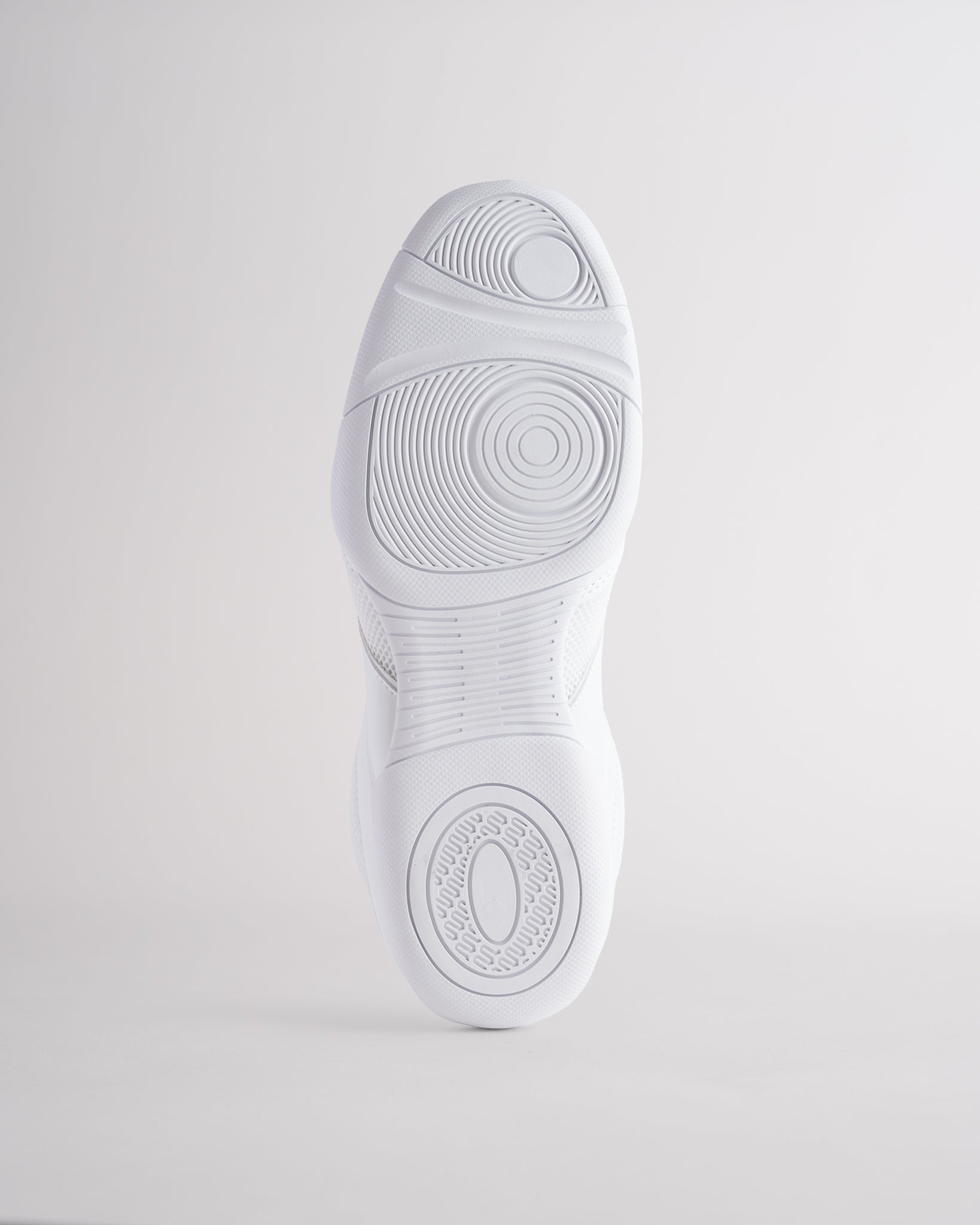 White Studio fine mesh cheer shoes with lace-up closure.