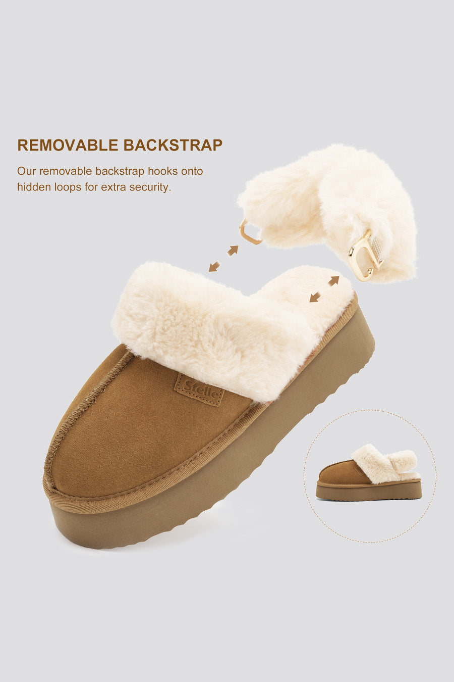 Cozy platform slippers with soft fuzzy lining