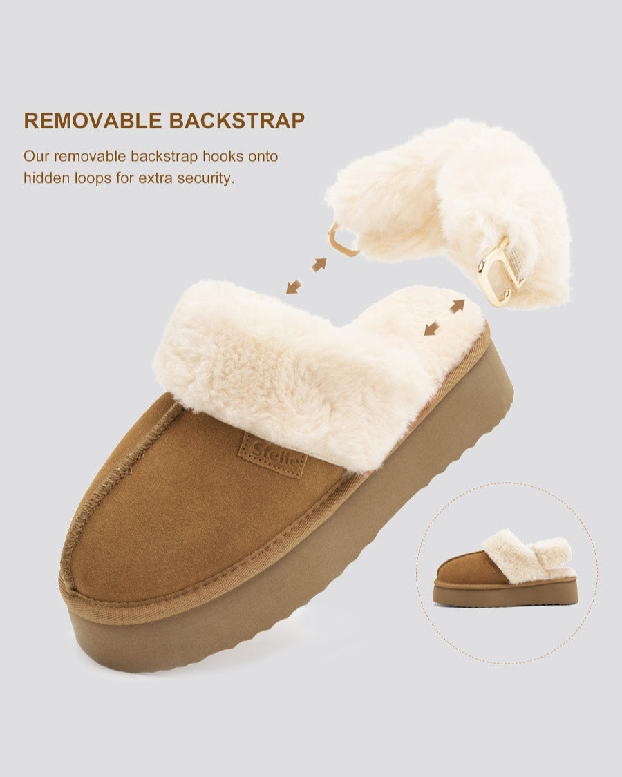 Cozy platform slippers with soft fuzzy lining