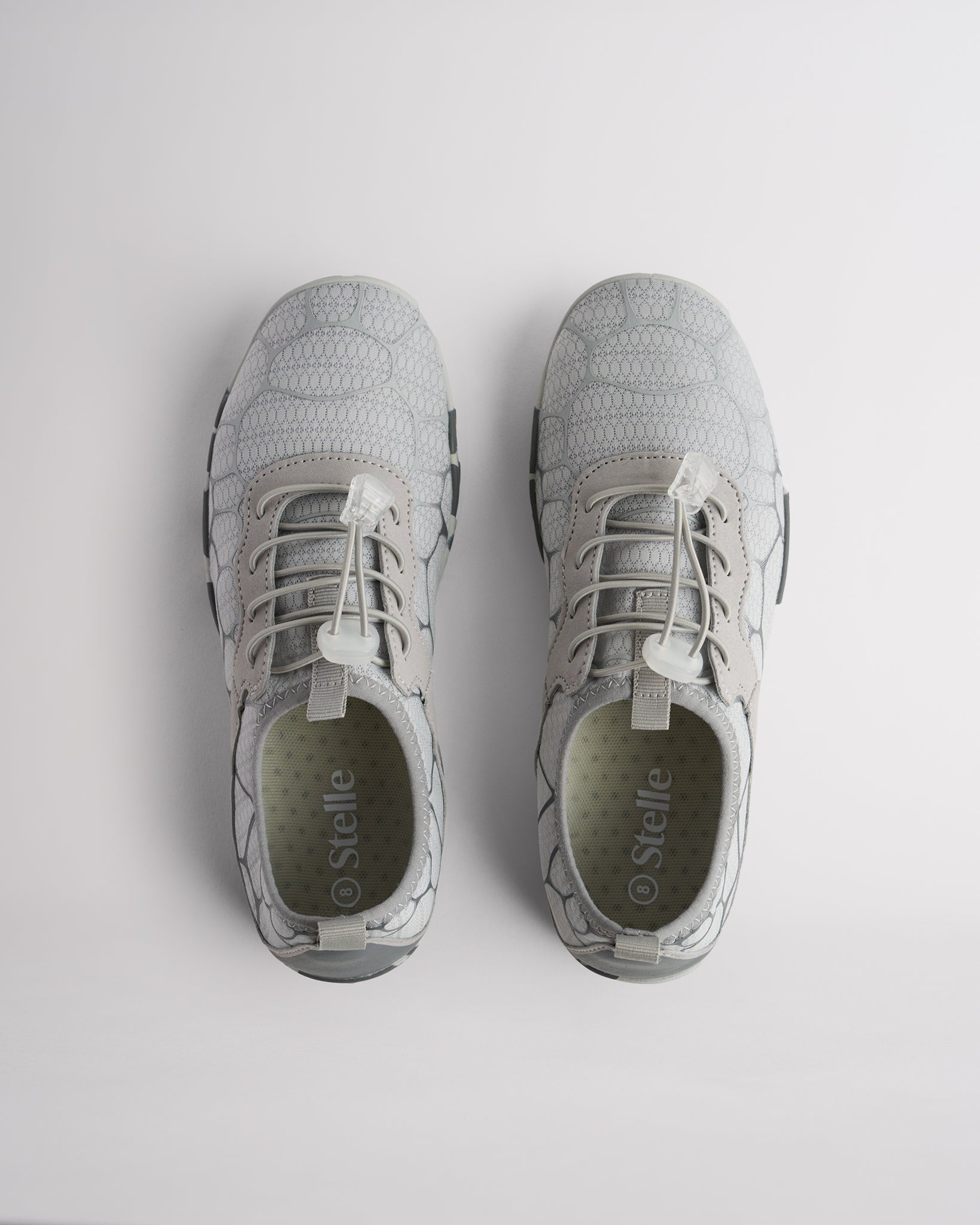 Top view of chalk water shoes for women with adjustable speed laces and roomy toe box