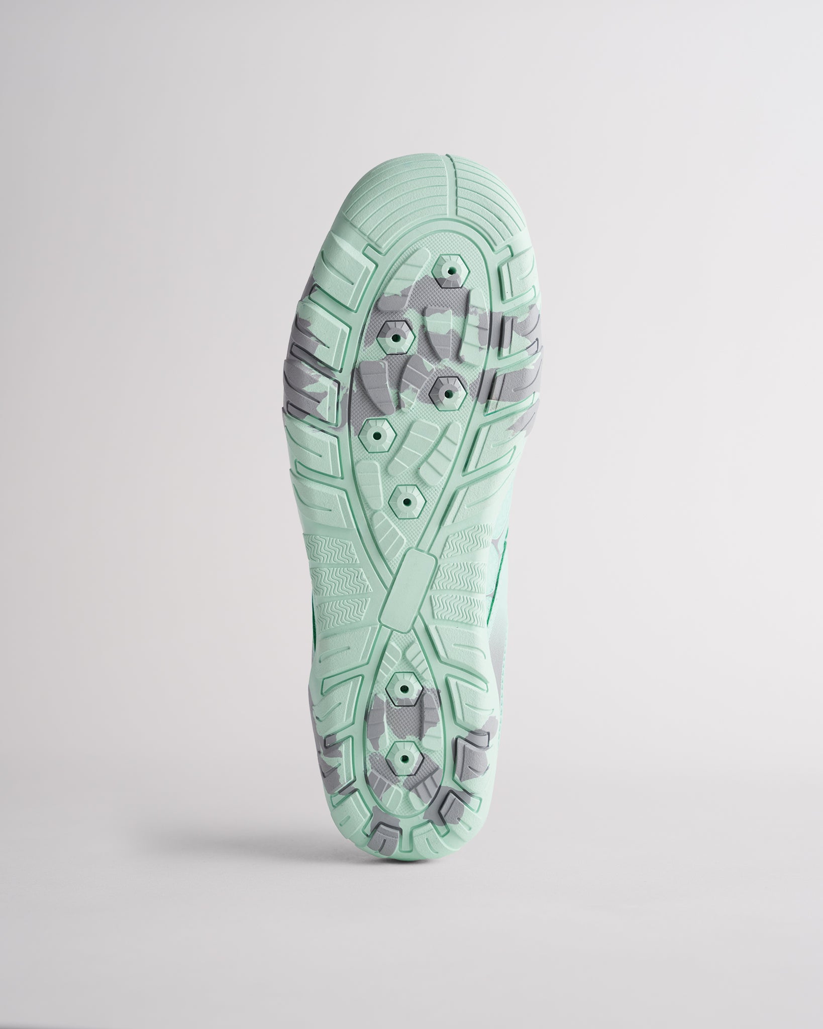 Bottom view of water shoes with traction outsole and drainage design