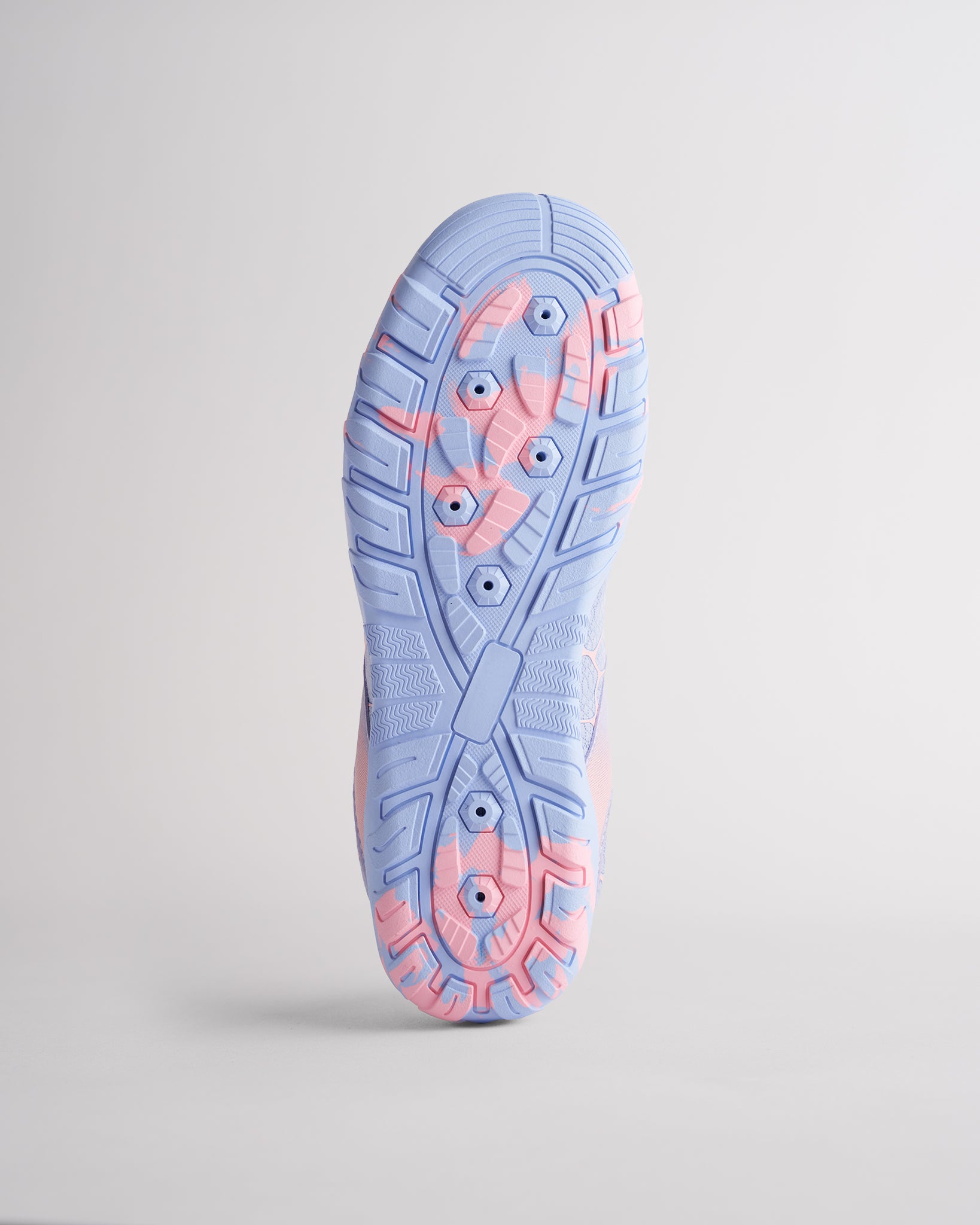 Bottom view of water shoes with traction outsole and drainage design