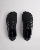 Top view of black water shoes for women with secure speed laces and flexible fit