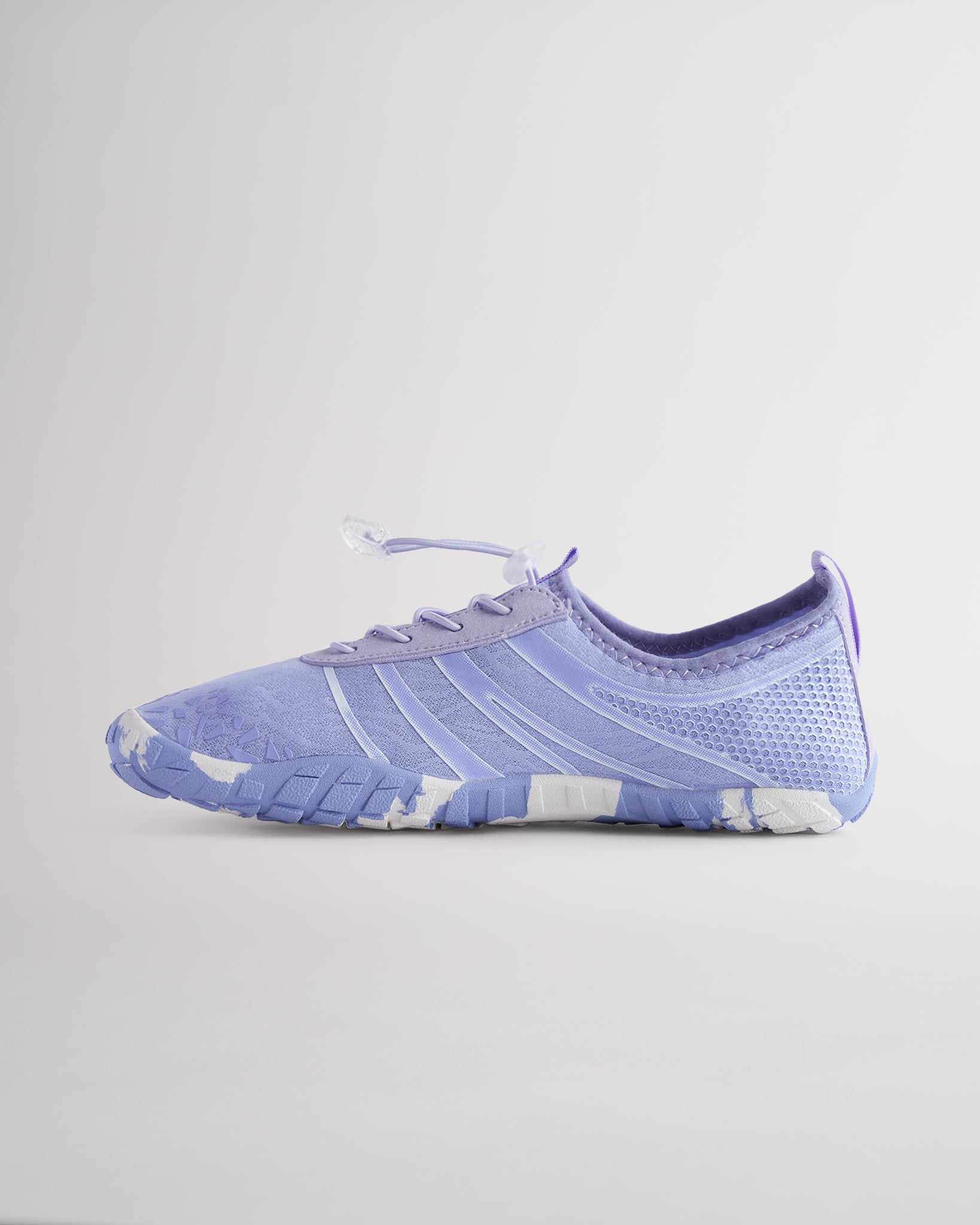 Side angle of womens water shoes showing breathable mesh design and dual pull tabs