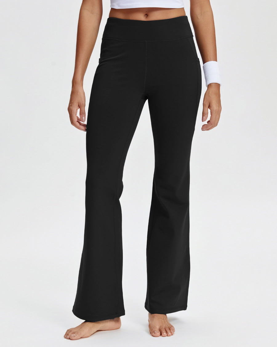 Black Flared Fleece-Lined Leggings