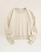 White Beige Crop Oversized Sweatshirt