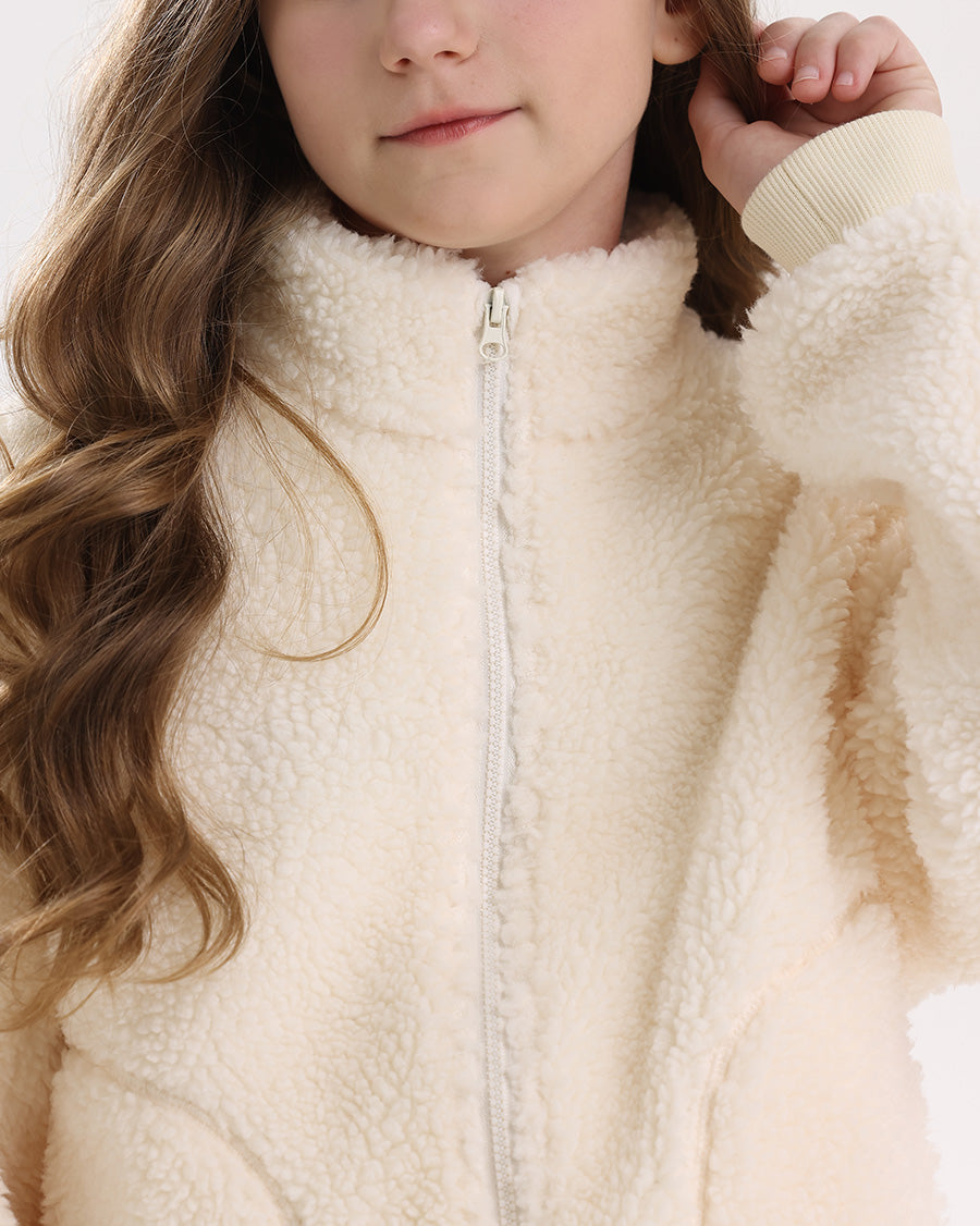 Creme Fluffed Up Kids Sherpa Jacket