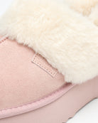 Pink Warm-Lined Suede Slippers
