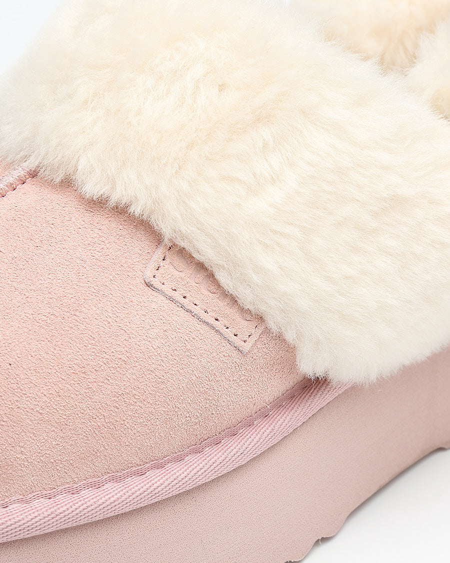 Pink Warm-Lined Suede Slippers
