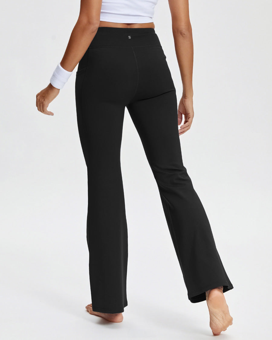 Black Flared Fleece-Lined Leggings