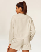 White Beige Crop Oversized Sweatshirt