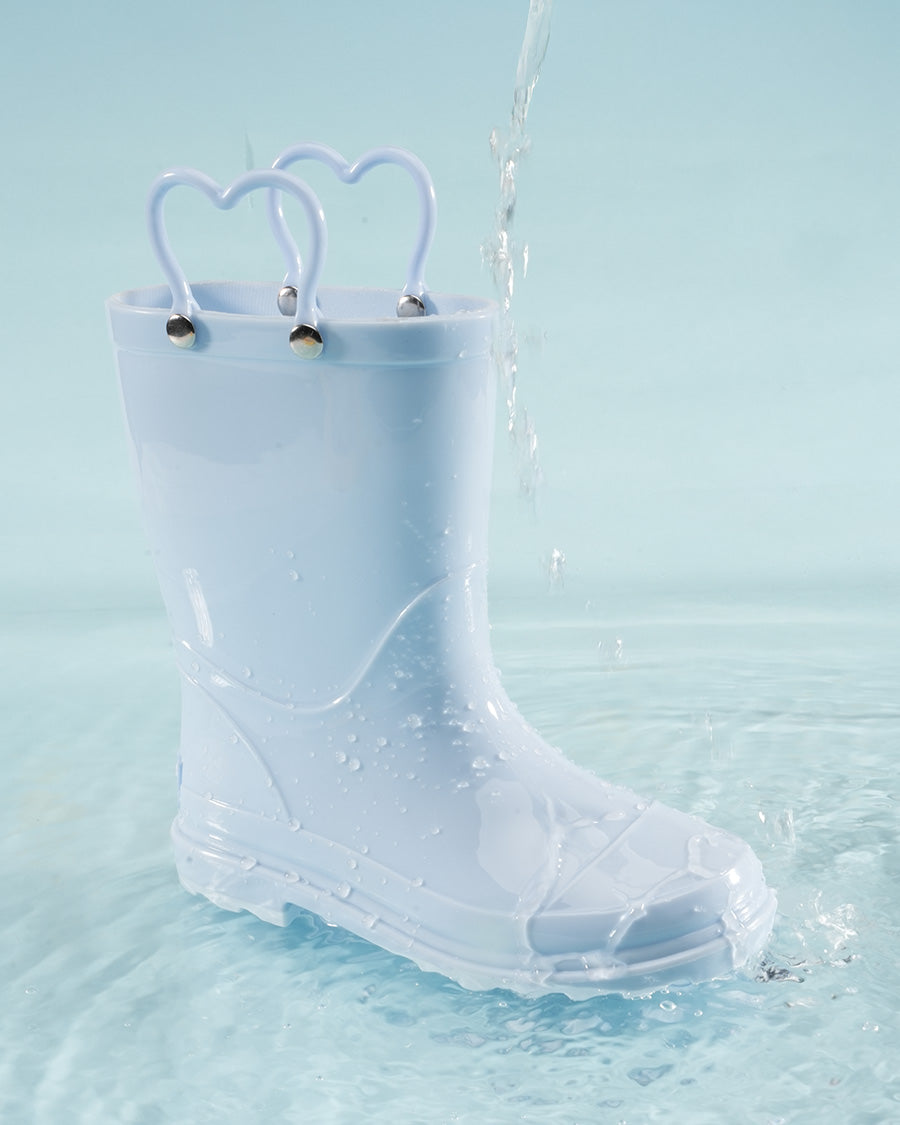 Light Blue Puddle Jumper Kids Rubber Rain Boots