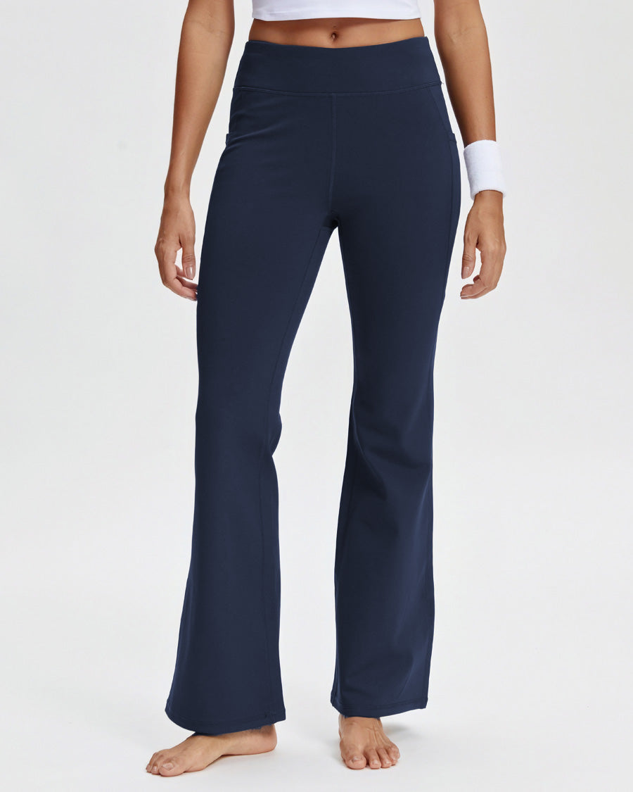 Navy Flared Fleece-Lined Leggings