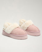 Pink Warm-Lined Suede Slippers