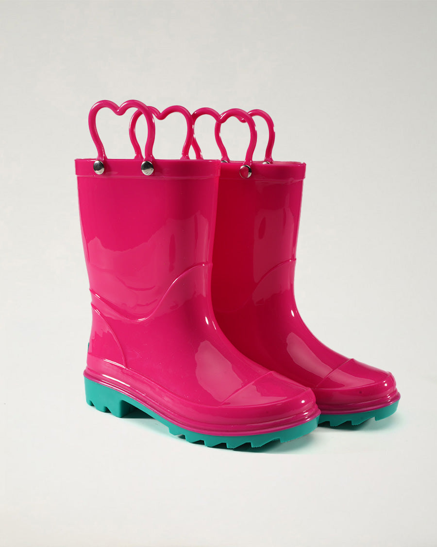 Fuchsia Puddle Jumper Kids Rubber Rain Boots