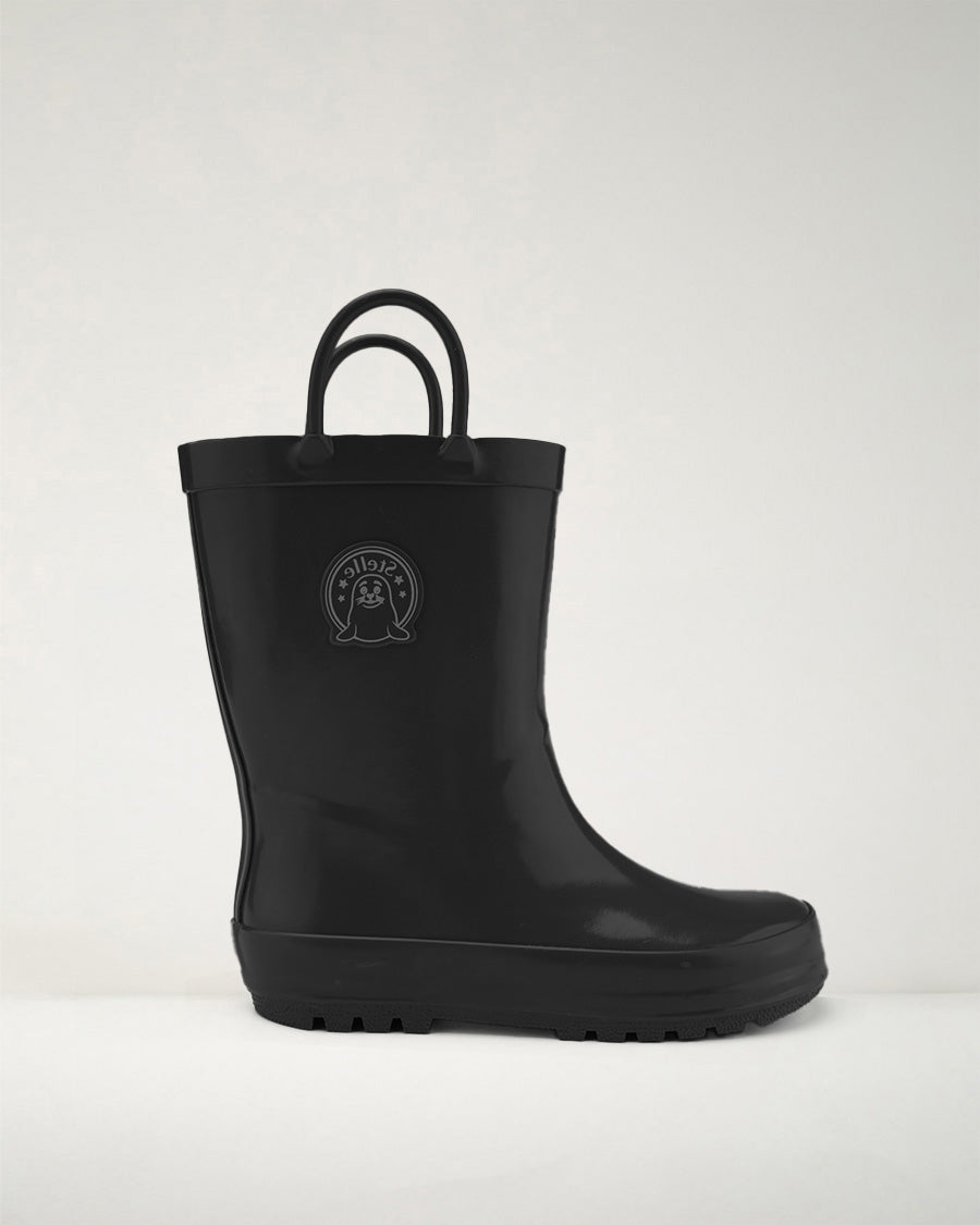 Make A Splash Kids Rubber Rain Boots in Black